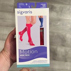 New red sigvaris motion high tech knee high compression socks-ML size,20-30 mmHg
